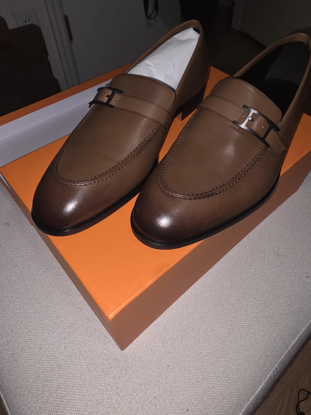Brand New Hermès Moccasin Homme Monterey Veau Patine